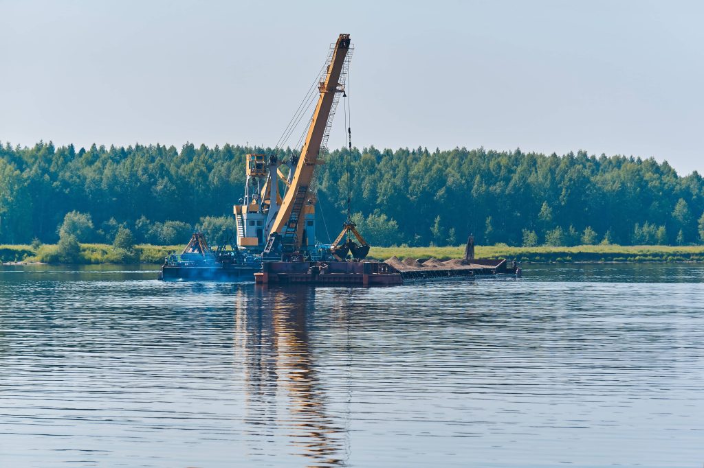 Dredger Is Working To Deepen The Fairway On The River