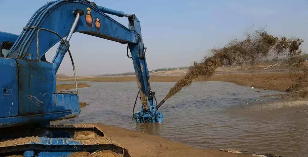 Excavator Mounted Hydraulic Submersible Slurry Pump Application